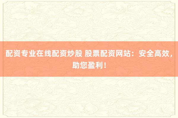 配资专业在线配资炒股 股票配资网站：安全高效，助您盈利！
