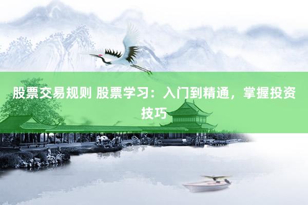 股票交易规则 股票学习：入门到精通，掌握投资技巧