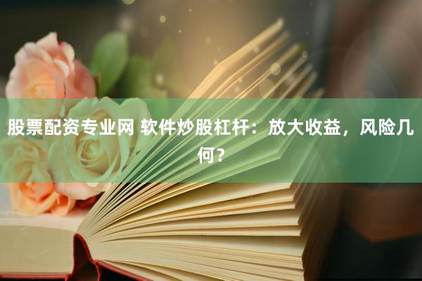 股票配资专业网 软件炒股杠杆：放大收益，风险几何？