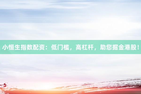 小恒生指数配资：低门槛，高杠杆，助您掘金港股！