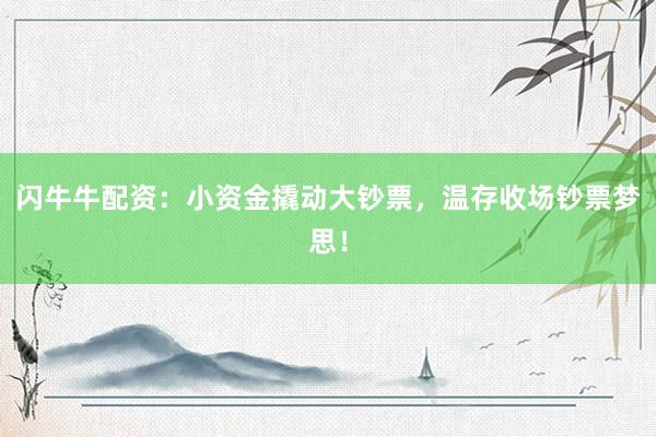 闪牛牛配资：小资金撬动大钞票，温存收场钞票梦思！