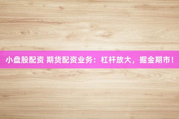 小盘股配资 期货配资业务：杠杆放大，掘金期市！