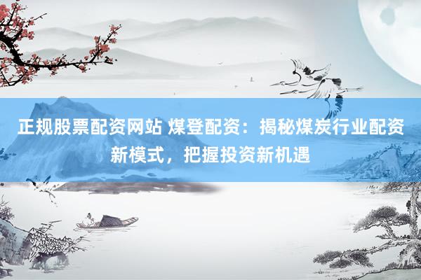 正规股票配资网站 煤登配资：揭秘煤炭行业配资新模式，把握投资新机遇