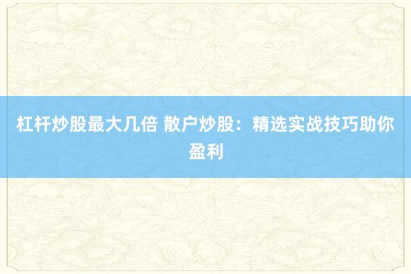 杠杆炒股最大几倍 散户炒股：精选实战技巧助你盈利