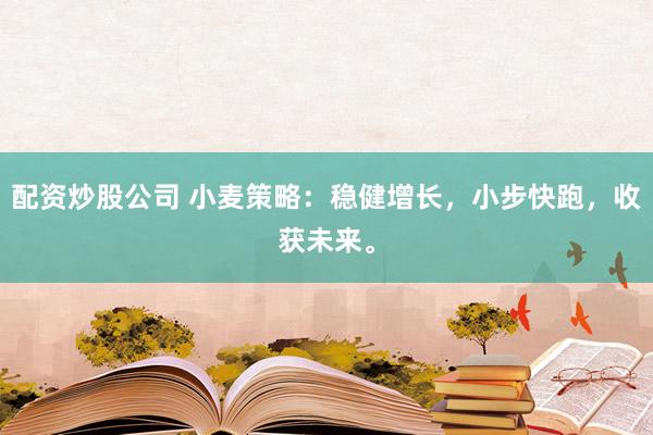 配资炒股公司 小麦策略：稳健增长，小步快跑，收获未来。